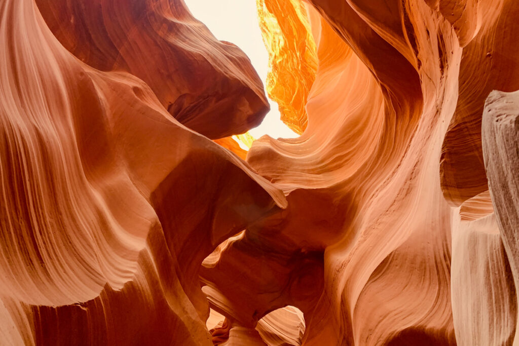 Light coming into Antelope Canyon during one of the tours of the slot canyon